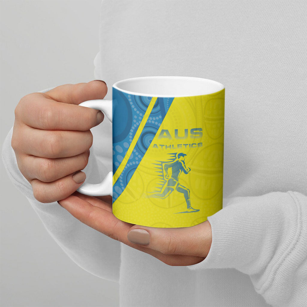 Australian Athletics Ceramic Mug Modern Indigenous Circle Pattern Sport Art