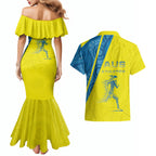 Australian Athletics Couples Matching Mermaid Dress and Hawaiian Shirt Modern Indigenous Circle Pattern Sport Art