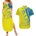Australian Athletics Couples Matching Summer Maxi Dress and Hawaiian Shirt Modern Indigenous Circle Pattern Sport Art