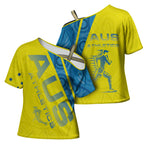 Australian Athletics Cross Shoulder Shirt Modern Indigenous Circle Pattern Sport Art