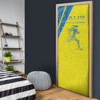Australian Athletics Door Cover Modern Indigenous Circle Pattern Sport Art