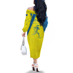 Australian Athletics Family Matching Off The Shoulder Long Sleeve Dress and Hawaiian Shirt Modern Indigenous Circle Pattern Sport Art
