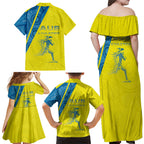 Australian Athletics Family Matching Off Shoulder Maxi Dress and Hawaiian Shirt Modern Indigenous Circle Pattern Sport Art