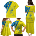 Australian Athletics Family Matching Puletasi and Hawaiian Shirt Modern Indigenous Circle Pattern Sport Art