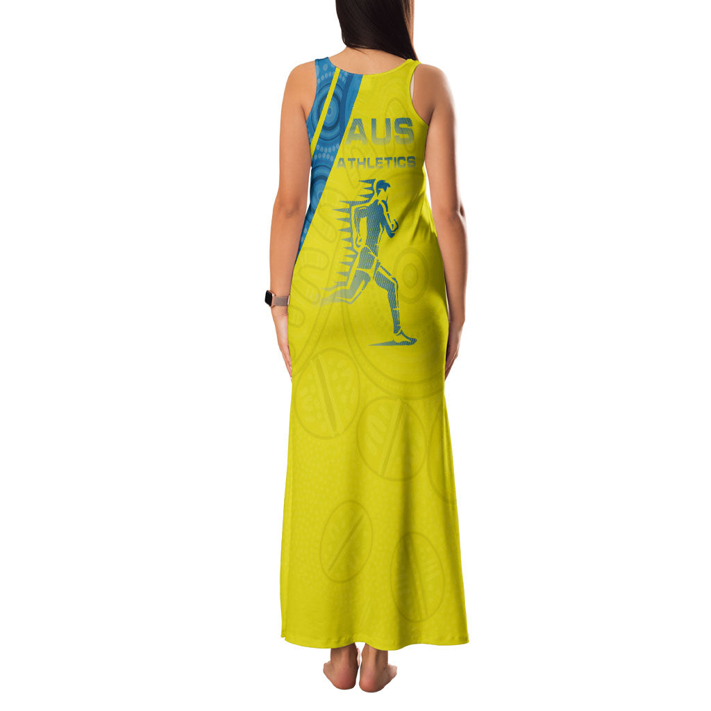 Australian Athletics Family Matching Tank Maxi Dress and Hawaiian Shirt Modern Indigenous Circle Pattern Sport Art