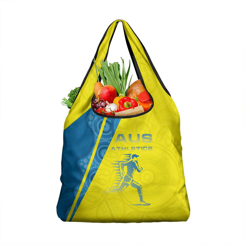Australian Athletics Grocery Bag Modern Indigenous Circle Pattern Sport Art
