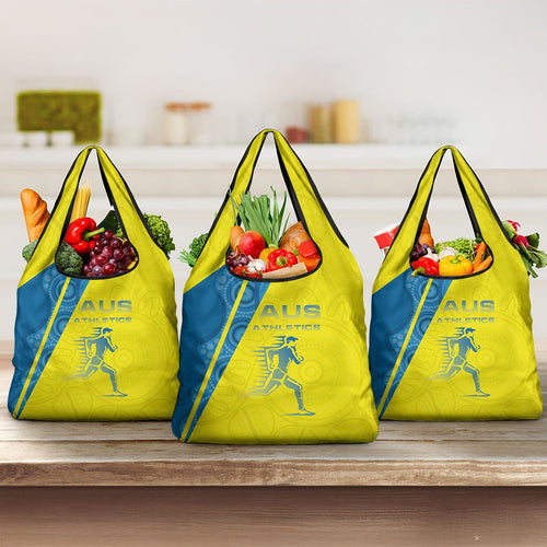 Australian Athletics Grocery Bag Modern Indigenous Circle Pattern Sport Art