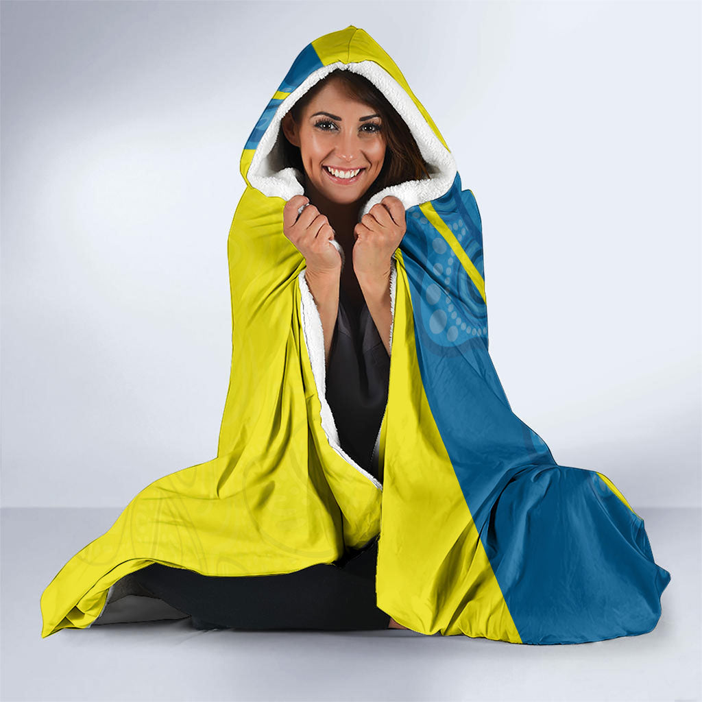 Australian Athletics Hooded Blanket Modern Indigenous Circle Pattern Sport Art