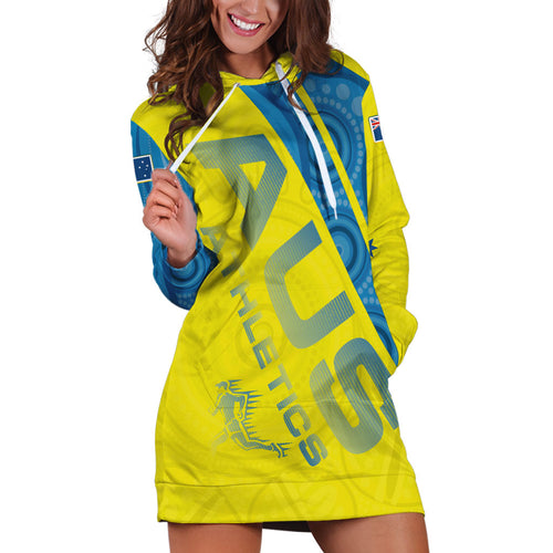 Australian Athletics Hoodie Dress Modern Indigenous Circle Pattern Sport Art