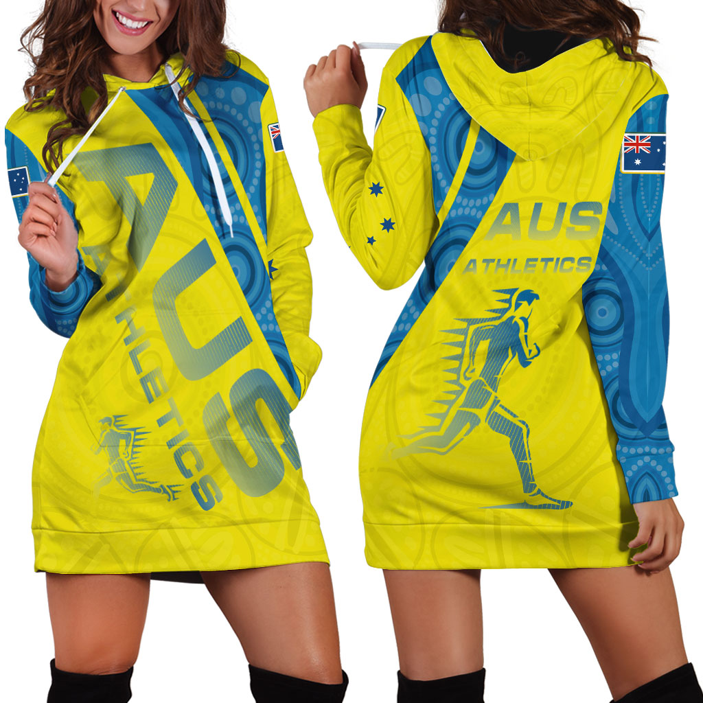 Australian Athletics Hoodie Dress Modern Indigenous Circle Pattern Sport Art