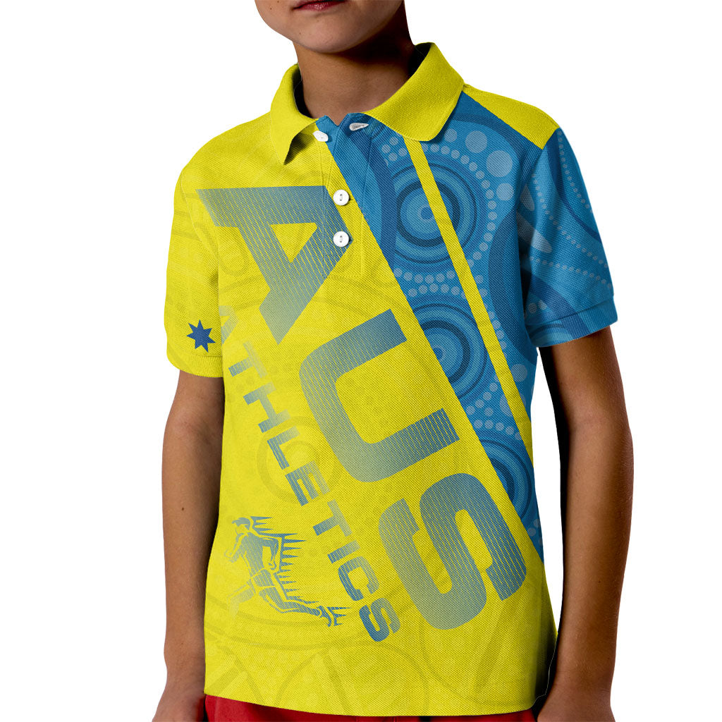 Australian Athletics Kid Polo Shirt Modern Indigenous Circle Pattern Sport Art