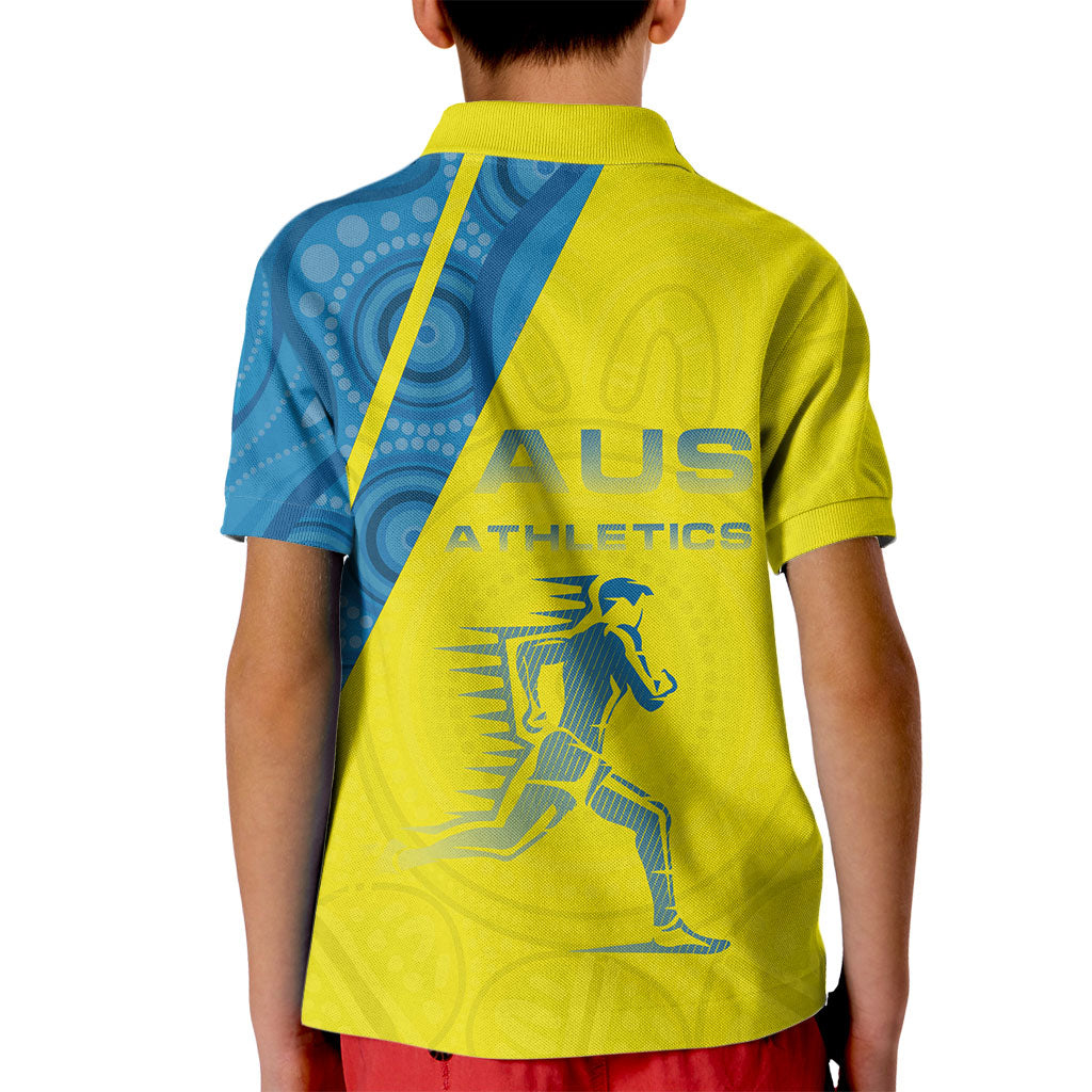 Australian Athletics Kid Polo Shirt Modern Indigenous Circle Pattern Sport Art