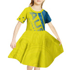 Australian Athletics Kid Short Sleeve Dress Modern Indigenous Circle Pattern Sport Art