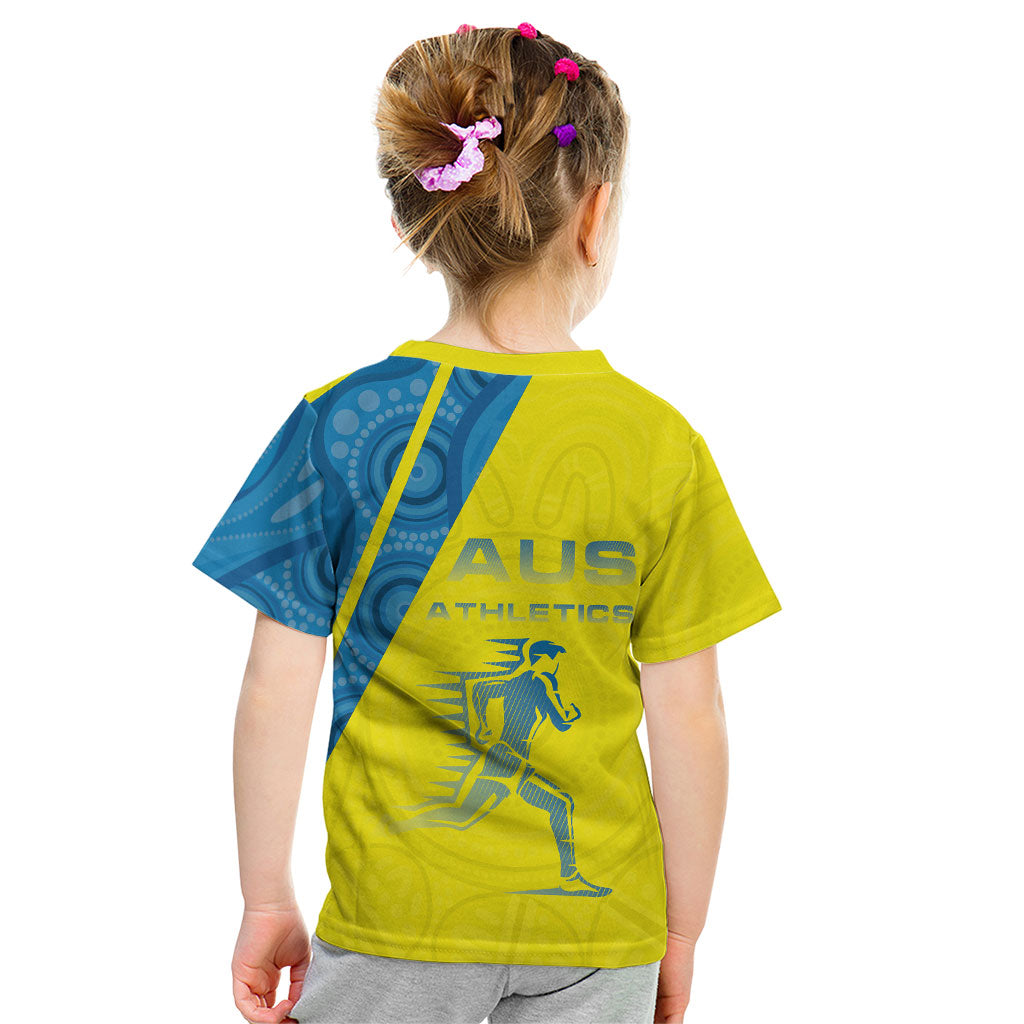 Australian Athletics Kid T Shirt Modern Indigenous Circle Pattern Sport Art