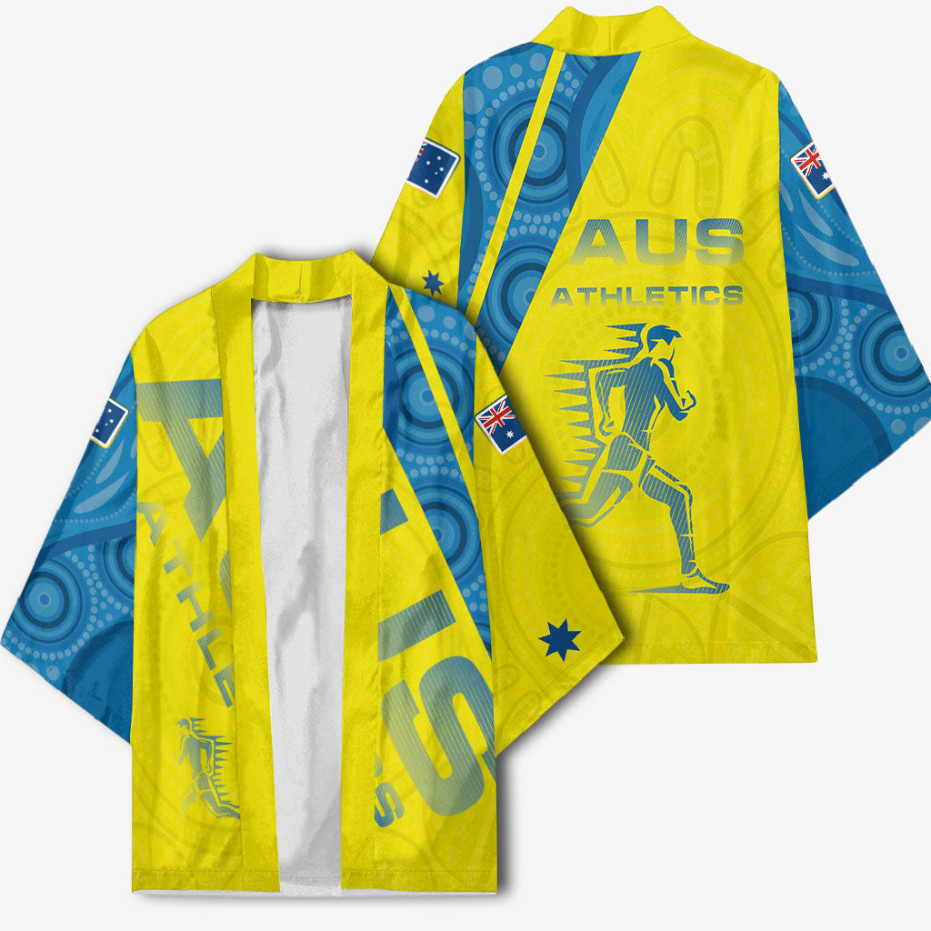 Australian Athletics Kimono Modern Indigenous Circle Pattern Sport Art