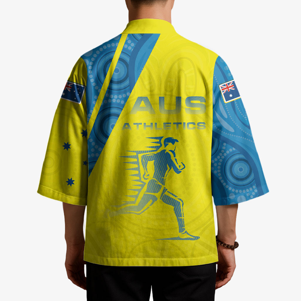 Australian Athletics Kimono Modern Indigenous Circle Pattern Sport Art