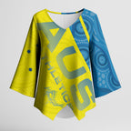 Australian Athletics Kimono Sleeve Blouse Modern Indigenous Circle Pattern Sport Art