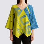 Australian Athletics Kimono Sleeve Blouse Modern Indigenous Circle Pattern Sport Art