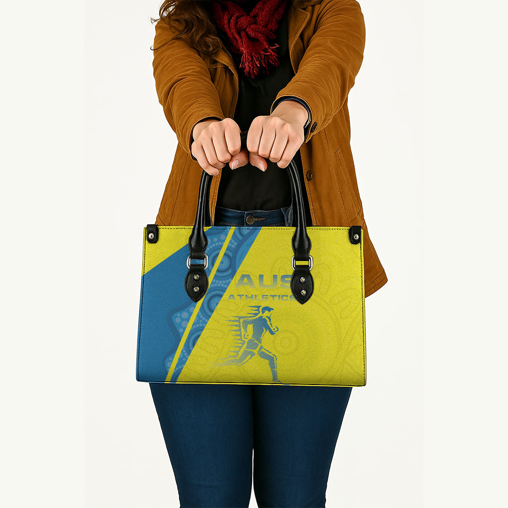 Australian Athletics Leather Bag Modern Indigenous Circle Pattern Sport Art