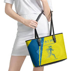 Australian Athletics Leather Tote Bag Modern Indigenous Circle Pattern Sport Art
