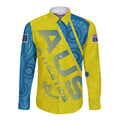 Australian Athletics Long Sleeve Button Shirt Modern Indigenous Circle Pattern Sport Art