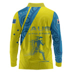 Australian Athletics Long Sleeve Polo Shirt Modern Indigenous Circle Pattern Sport Art