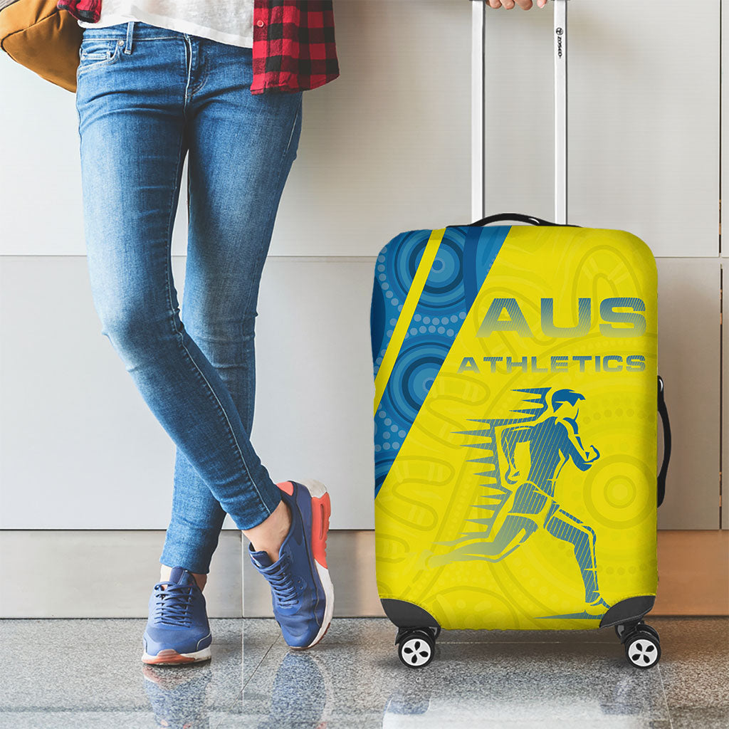 Australian Athletics Luggage Cover Modern Indigenous Circle Pattern Sport Art