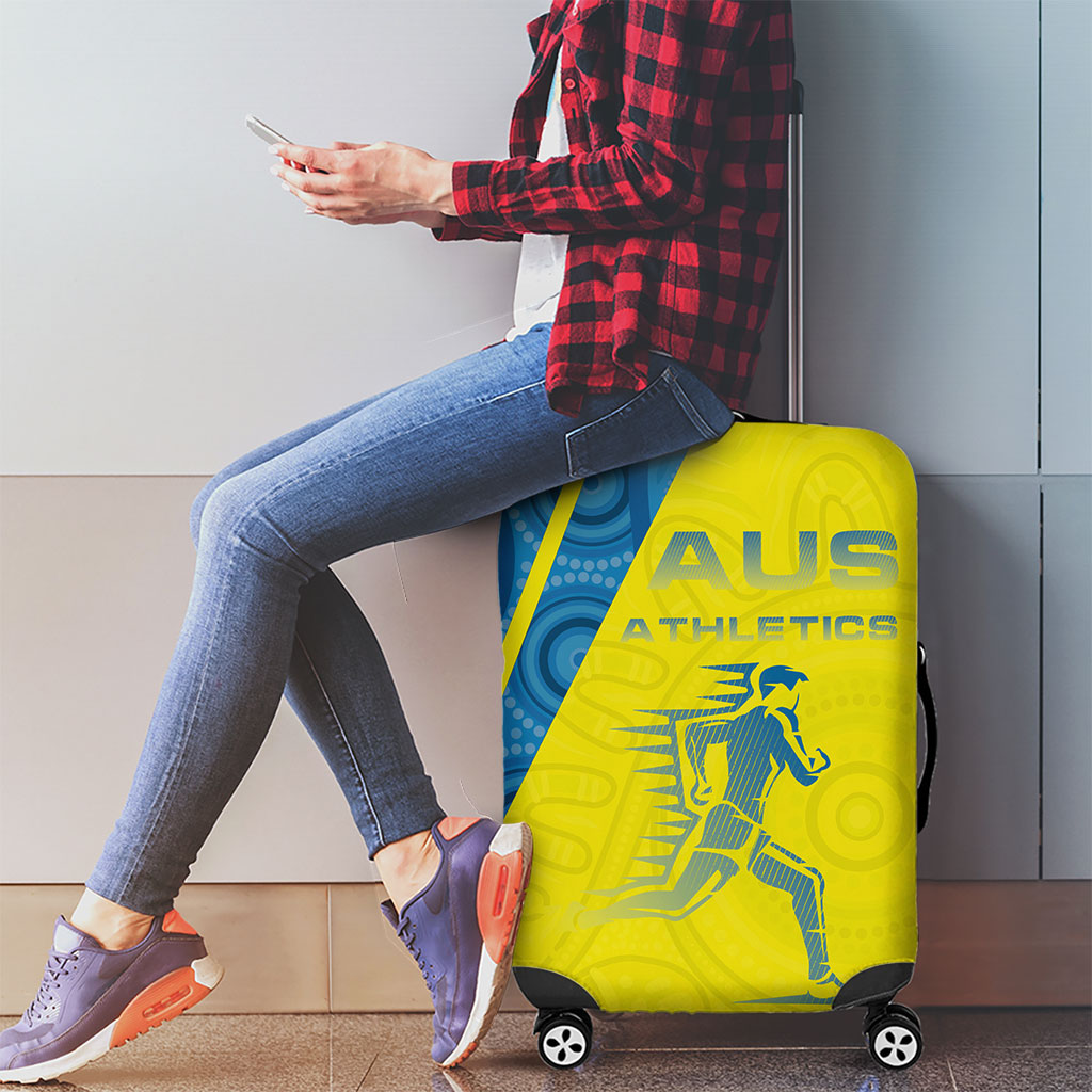 Australian Athletics Luggage Cover Modern Indigenous Circle Pattern Sport Art