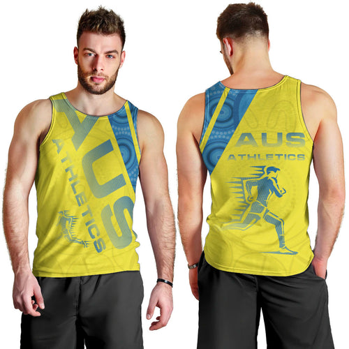 Australian Athletics Men Tank Top Modern Indigenous Circle Pattern Sport Art