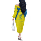 Australian Athletics Off The Shoulder Long Sleeve Dress Modern Indigenous Circle Pattern Sport Art