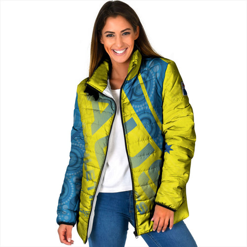 Australian Athletics Padded Jacket Modern Indigenous Circle Pattern Sport Art