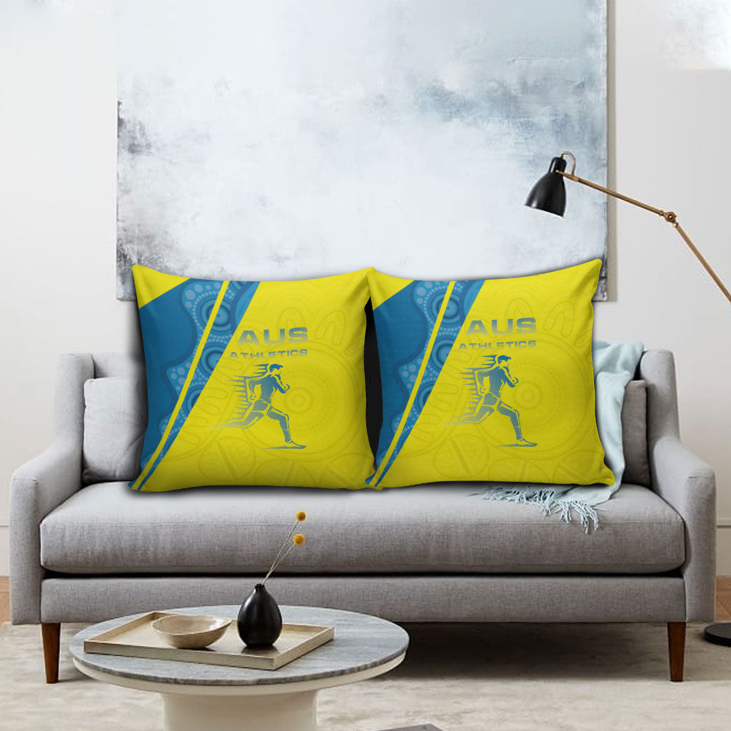 Australian Athletics Pillow Cover Modern Indigenous Circle Pattern Sport Art
