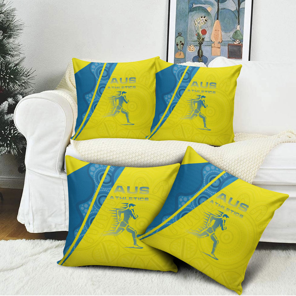 Australian Athletics Pillow Cover Modern Indigenous Circle Pattern Sport Art
