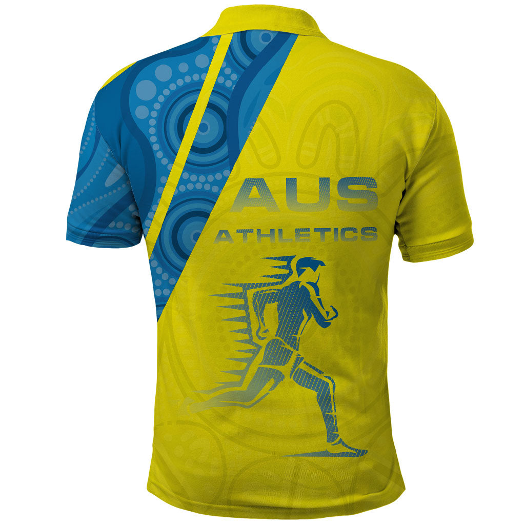 Australian Athletics Polo Shirt Modern Indigenous Circle Pattern Sport Art