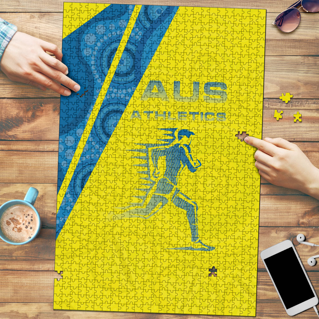 Australian Athletics Puzzle Modern Indigenous Circle Pattern Sport Art