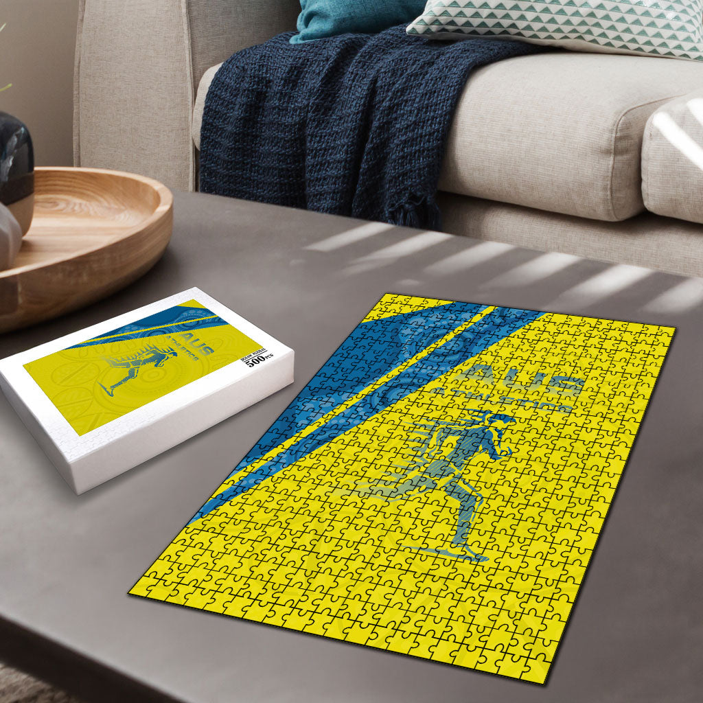 Australian Athletics Puzzle Modern Indigenous Circle Pattern Sport Art