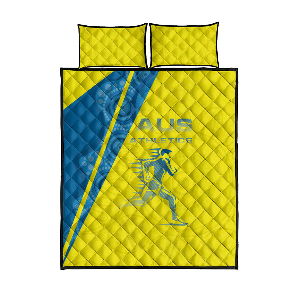 Australian Athletics Quilt Bed Set Modern Indigenous Circle Pattern Sport Art