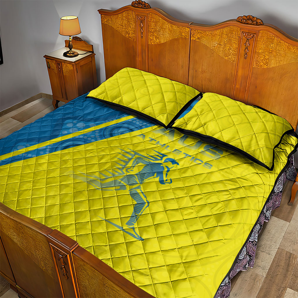 Australian Athletics Quilt Bed Set Modern Indigenous Circle Pattern Sport Art