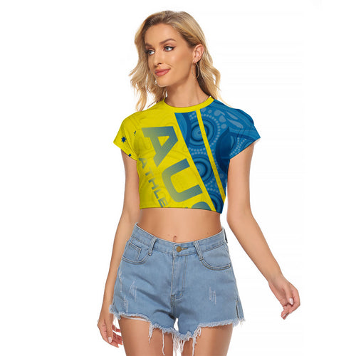 Australian Athletics Raglan Cropped T Shirt Modern Indigenous Circle Pattern Sport Art