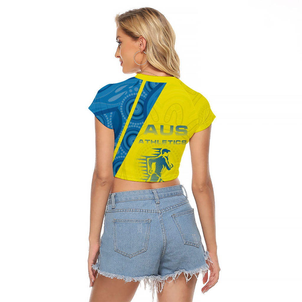 Australian Athletics Raglan Cropped T Shirt Modern Indigenous Circle Pattern Sport Art