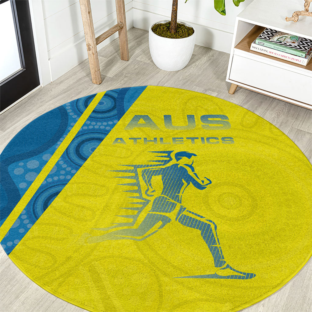 Australian Athletics Round Carpet Modern Indigenous Circle Pattern Sport Art