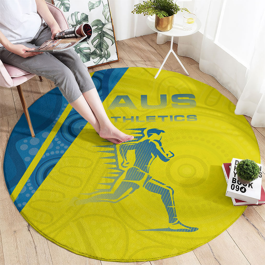 Australian Athletics Round Carpet Modern Indigenous Circle Pattern Sport Art
