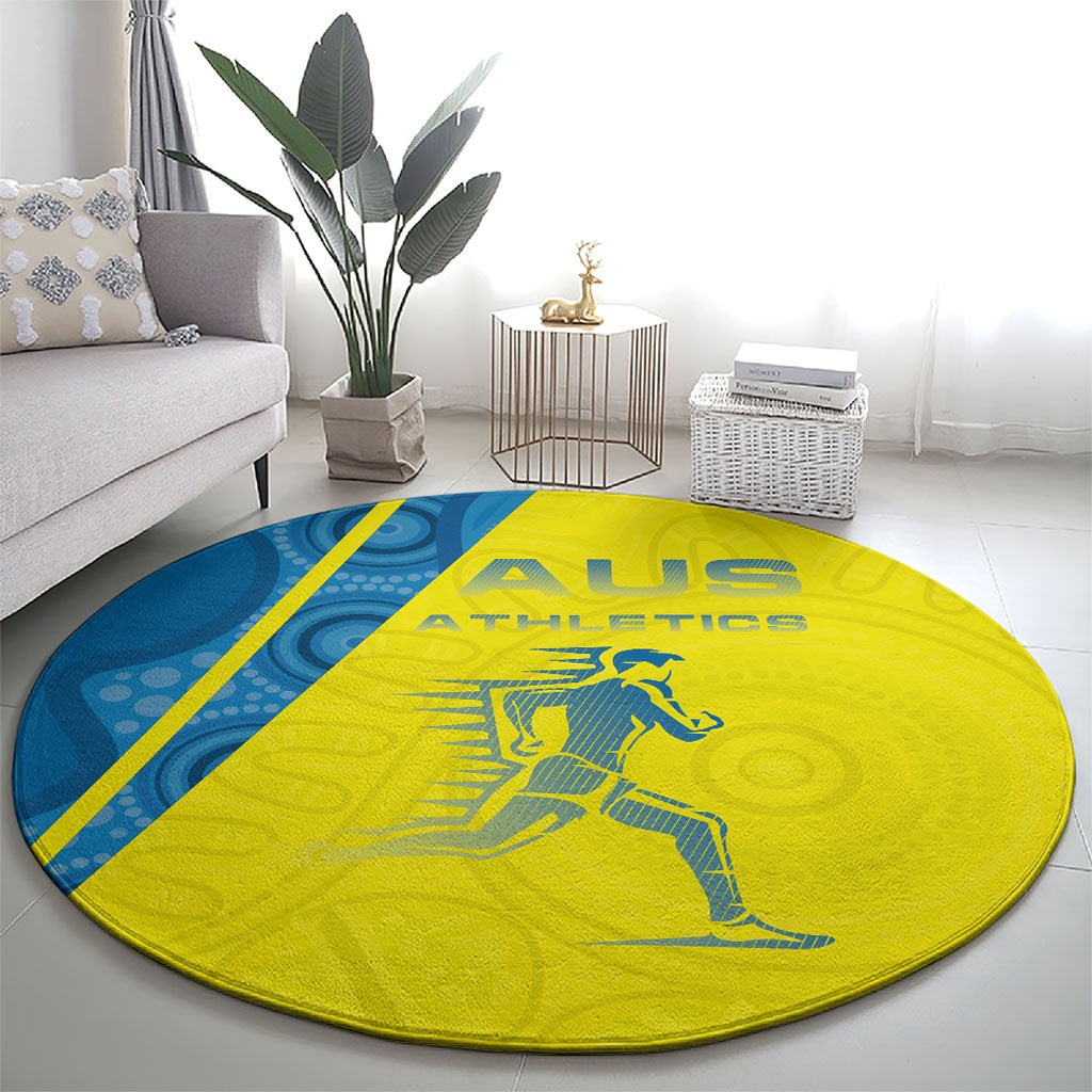 Australian Athletics Round Carpet Modern Indigenous Circle Pattern Sport Art