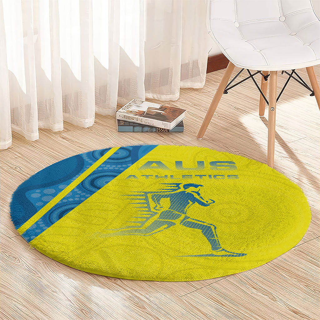 Australian Athletics Round Carpet Modern Indigenous Circle Pattern Sport Art