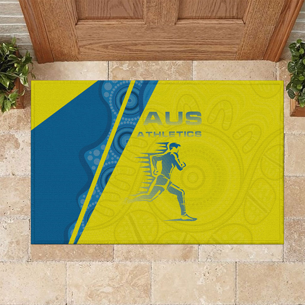 Australian Athletics Rubber Doormat Modern Indigenous Circle Pattern Sport Art