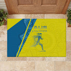 Australian Athletics Rubber Doormat Modern Indigenous Circle Pattern Sport Art