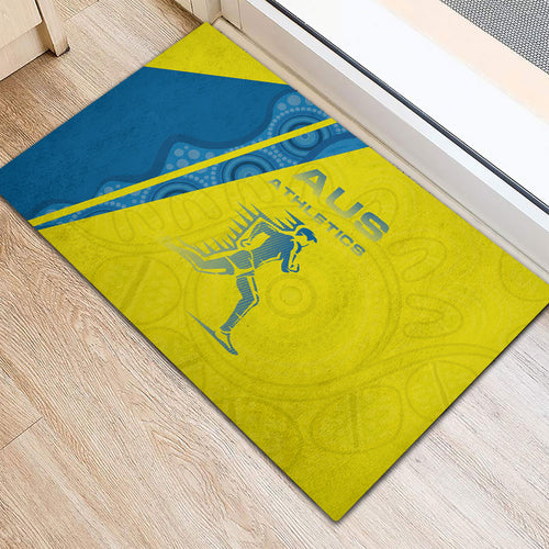 Australian Athletics Rubber Doormat Modern Indigenous Circle Pattern Sport Art