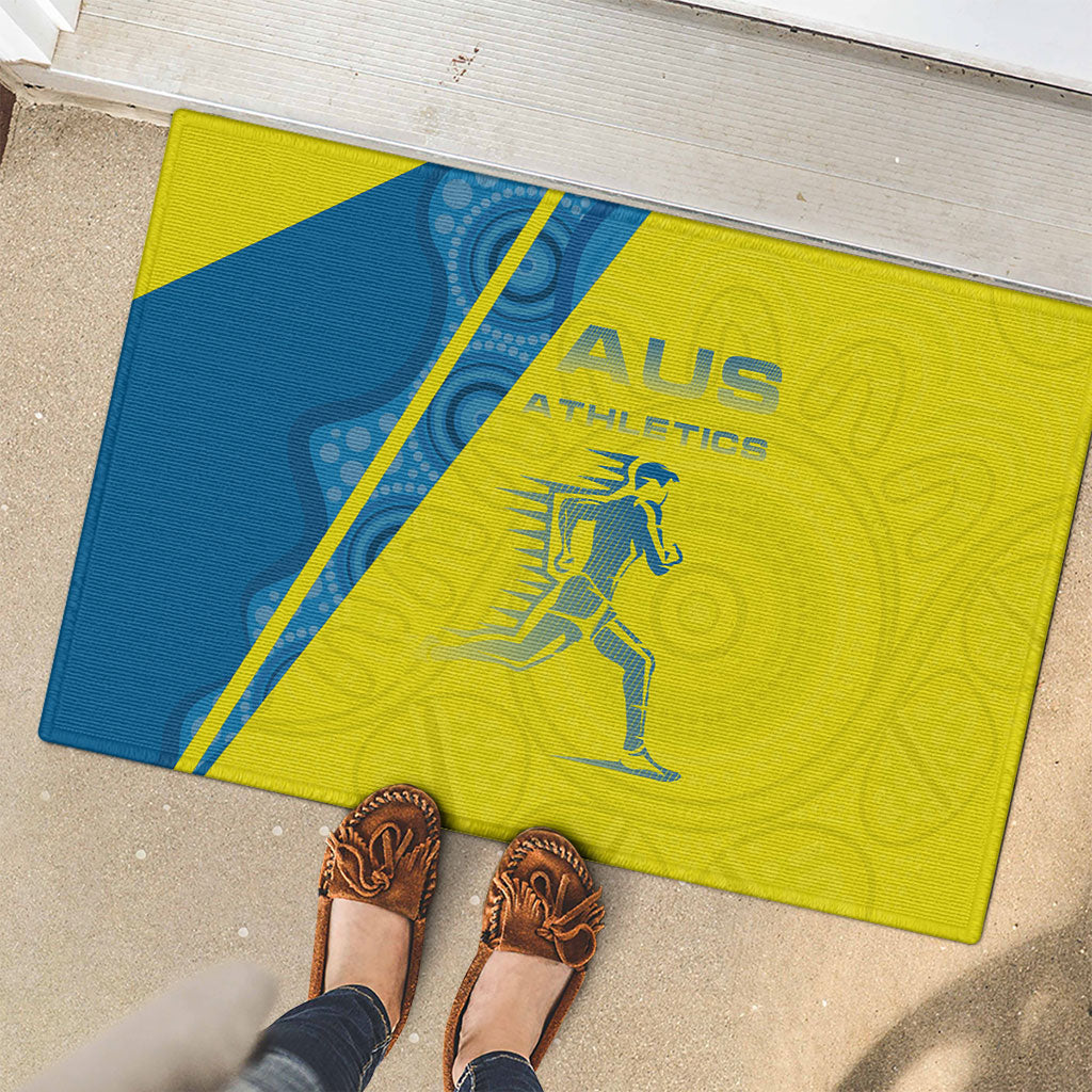 Australian Athletics Rubber Doormat Modern Indigenous Circle Pattern Sport Art