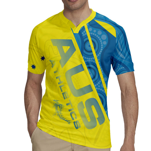 Australian Athletics Rugby Jersey Modern Indigenous Circle Pattern Sport Art