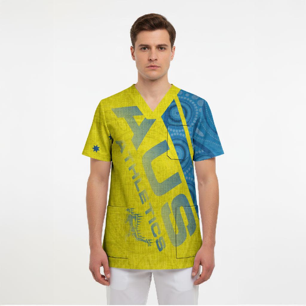 Australian Athletics Scrub Top Modern Indigenous Circle Pattern Sport Art